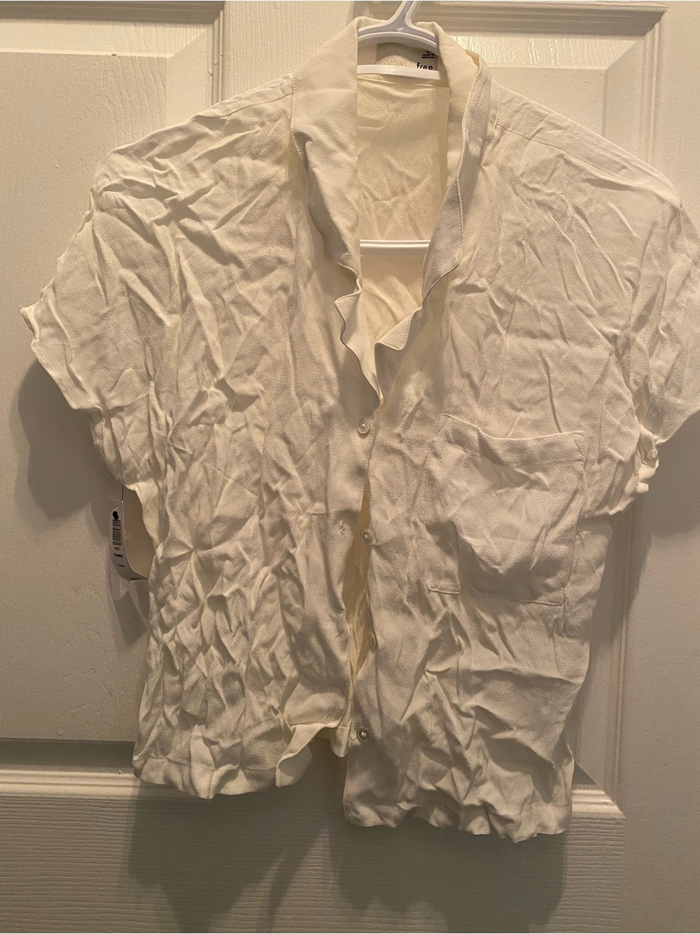 Wilfred Free Aritzia White Short-Sleeve Button-Up Shirt - Classic Casual